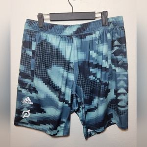 Mens Adidas Peloton PrimeGreen Athletic Shorts Light Blue Size Large
